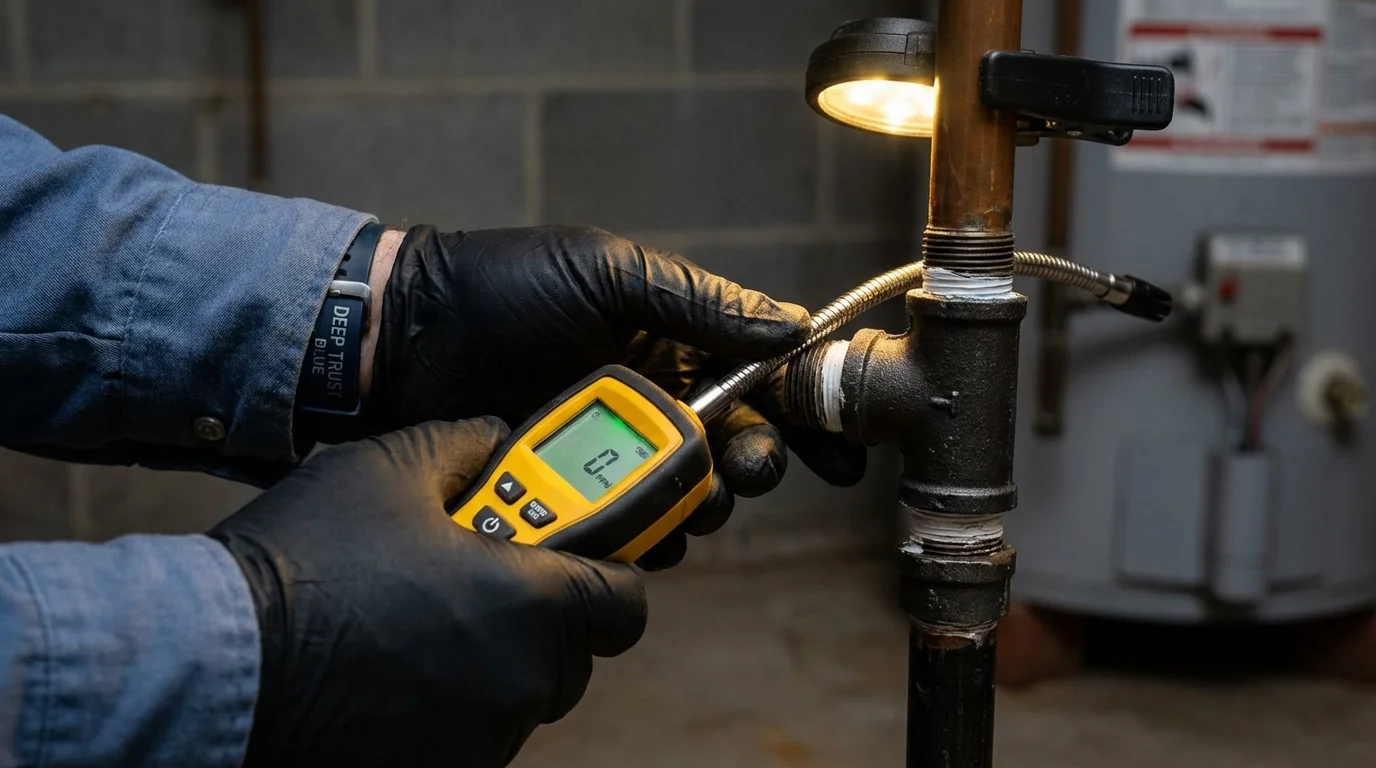 Gas leak detection with electronic sniffer by Johns Plumbing LLC in Kill Devil Hills