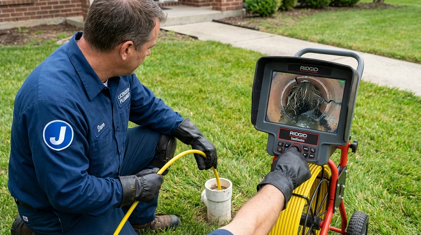 Sewer camera inspection being performed by Johns Plumbing LLC in Kill Devil Hills